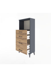 Arges Dolap Tek Raflı 4 Çekmeceli 60x30x134 - S17M018V6A