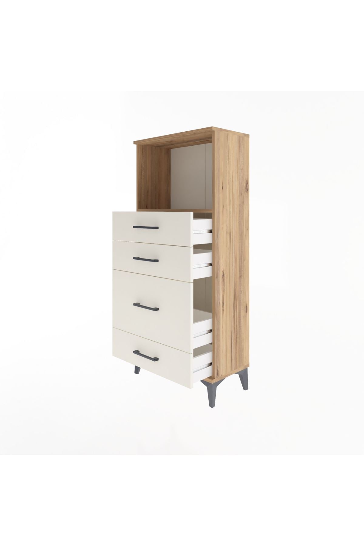 Arges Dolap Tek Raflı 4 Çekmeceli 60x30x134 - S17M018V7A