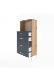 Arges Dolap Tek Raflı 4 Çekmeceli 60x30x134 - S17M018V8A