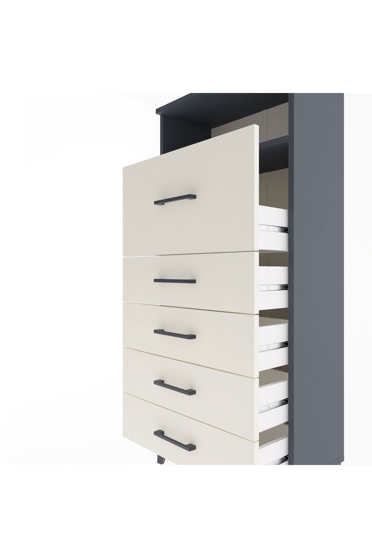 Arges Dolap Tek Raflı 5 Çekmeceli 60x30x134 - S17M020V4A