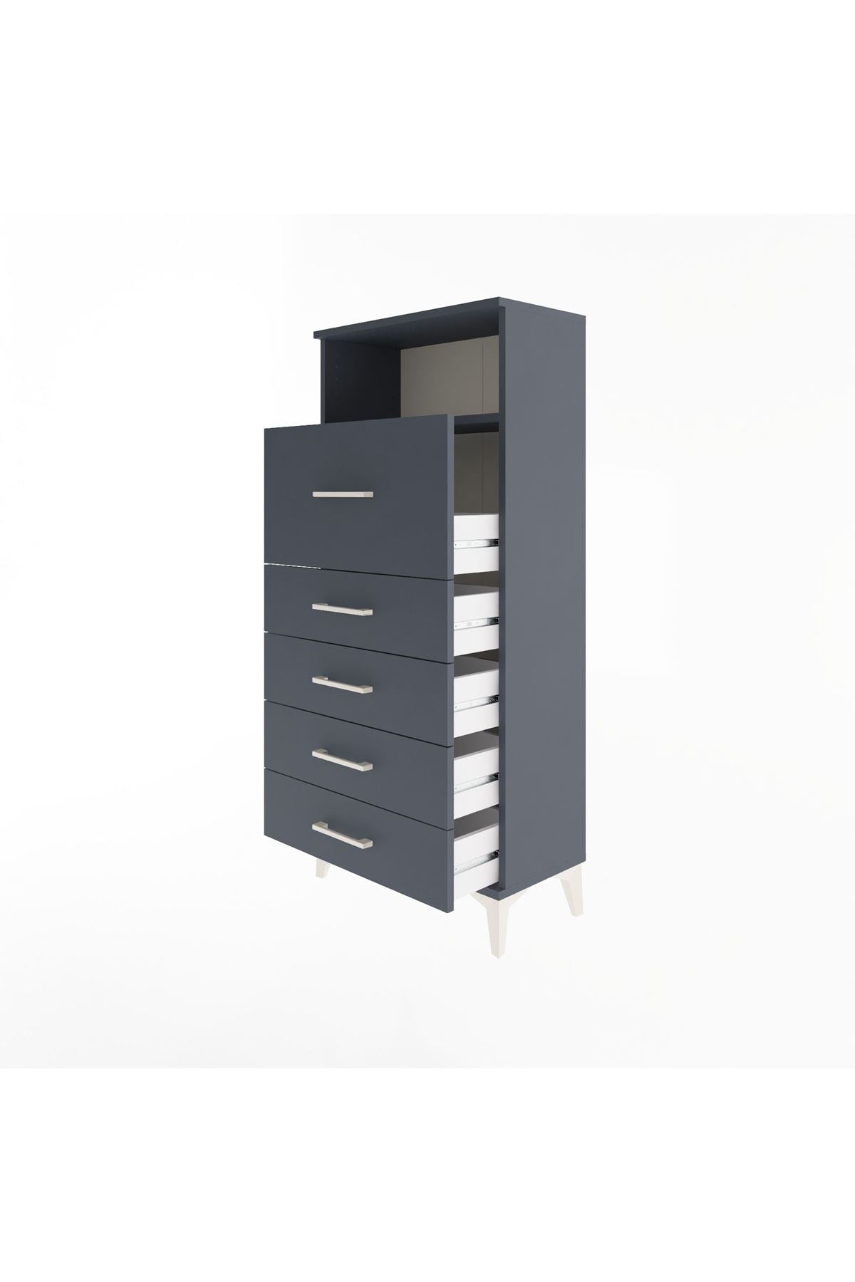 Arges Dolap Tek Raflı 5 Çekmeceli 60x30x134 - S17M020V5A