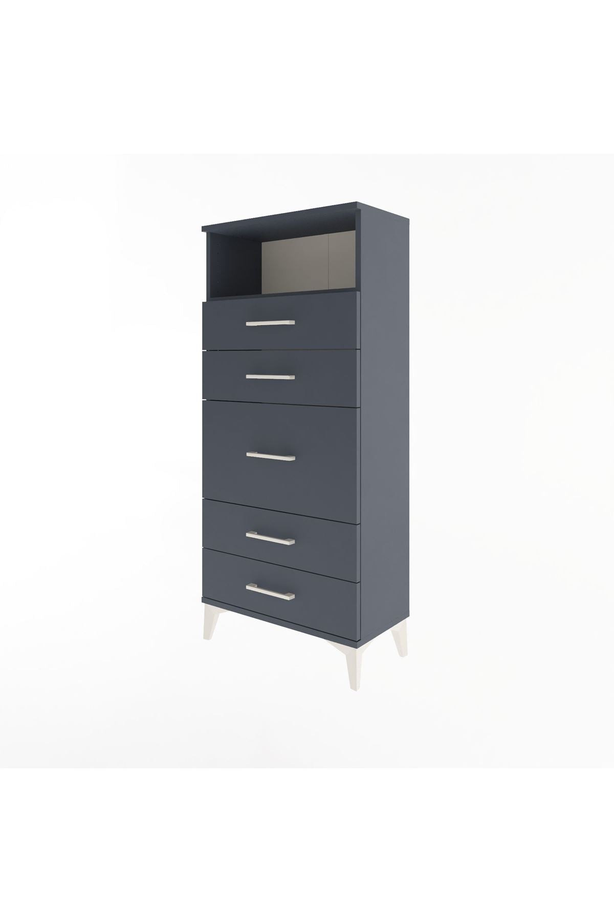 Arges Dolap Tek Raflı 5 Çekmeceli 60x30x134 - S17M021V5A