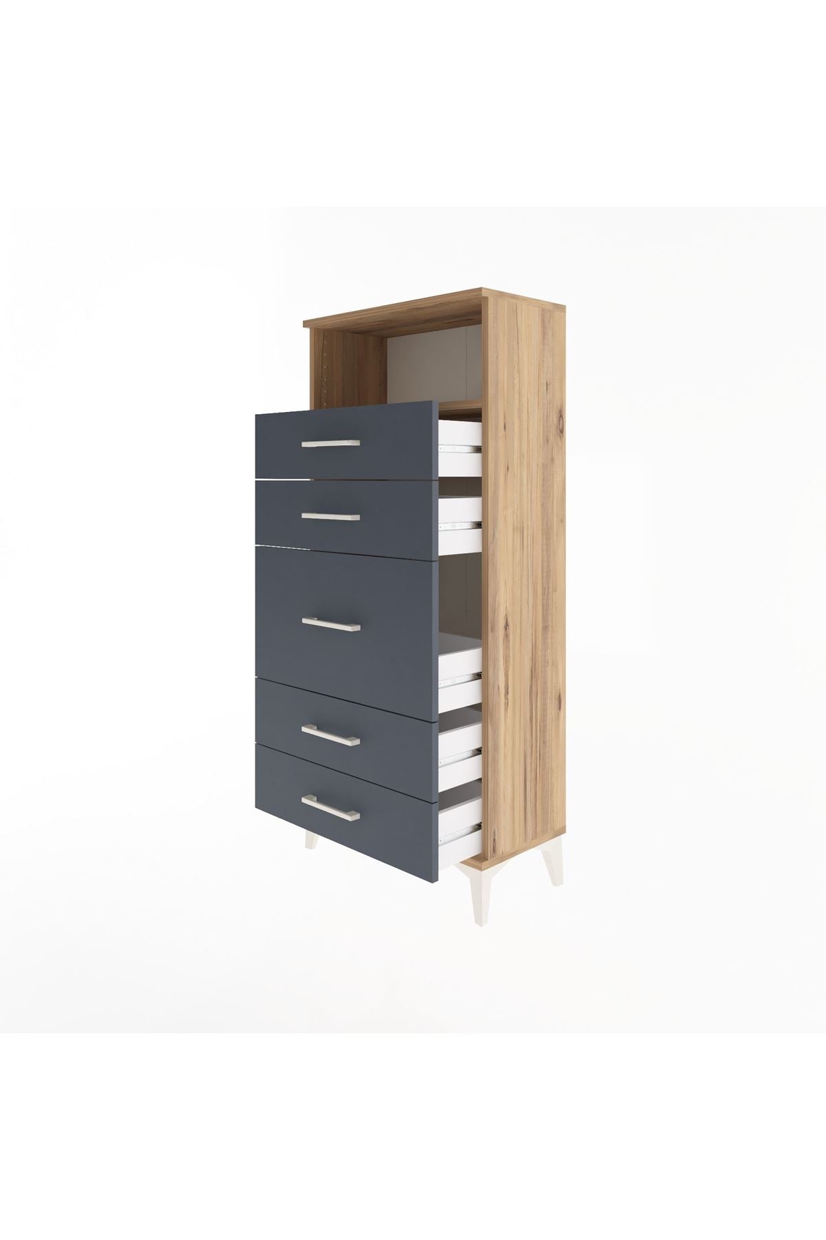 Arges Dolap Tek Raflı 5 Çekmeceli 60x30x134 - S17M021V8A