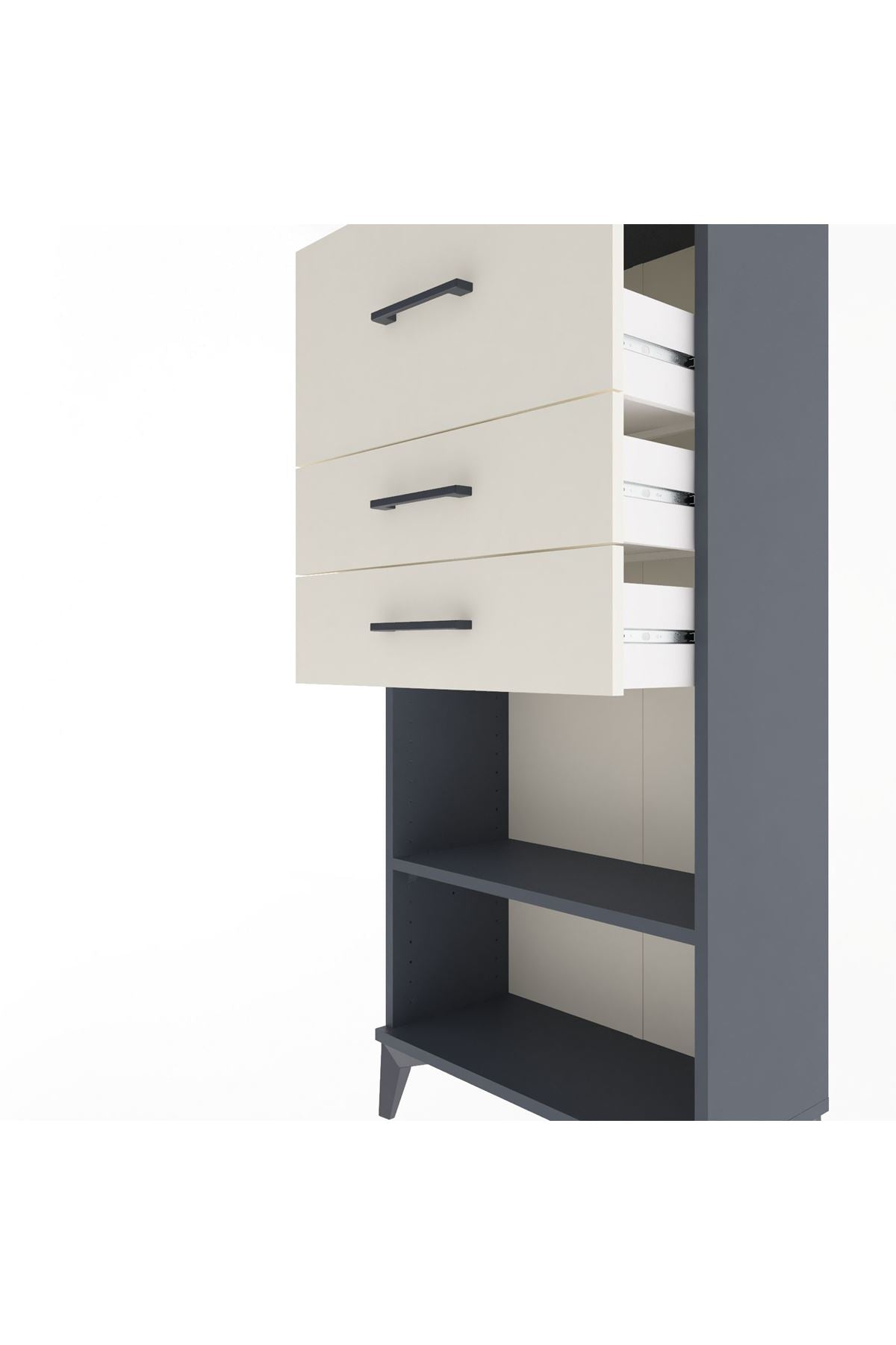 Arges Dolap Tek Raflı 3 Çekmeceli 60x30x134 - S17M024V4A