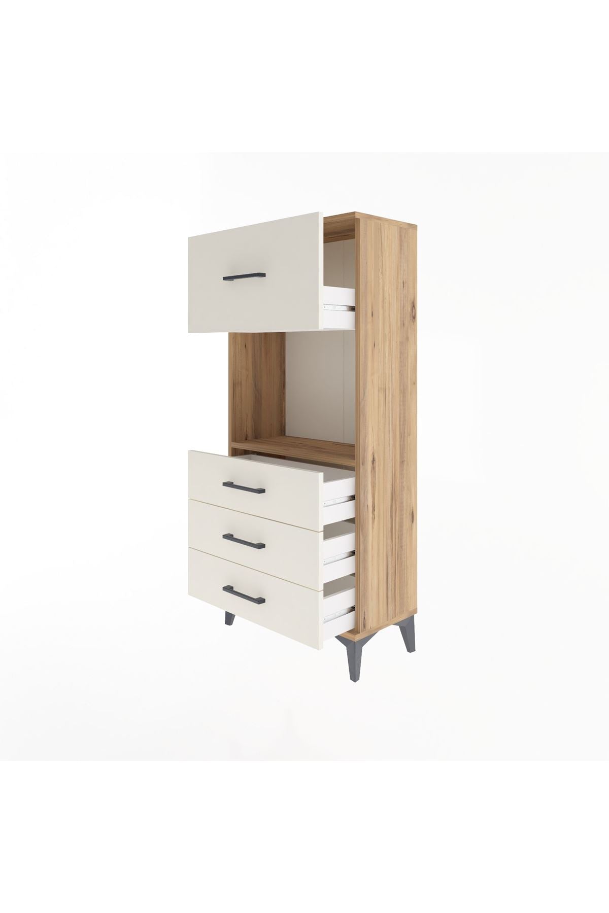 Arges Dolap Tek Raflı 4 Çekmeceli 60x30x134 - S17M028V7A