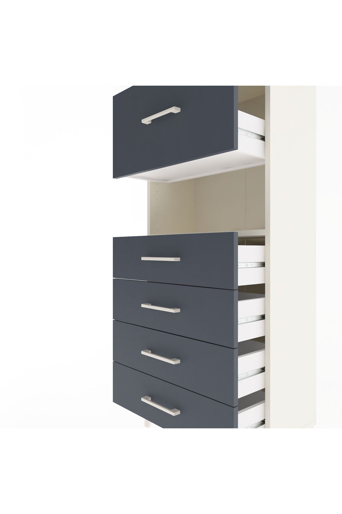 Arges Dolap Tek Raflı 5 Çekmeceli 60x30x134 - S17M030V2A