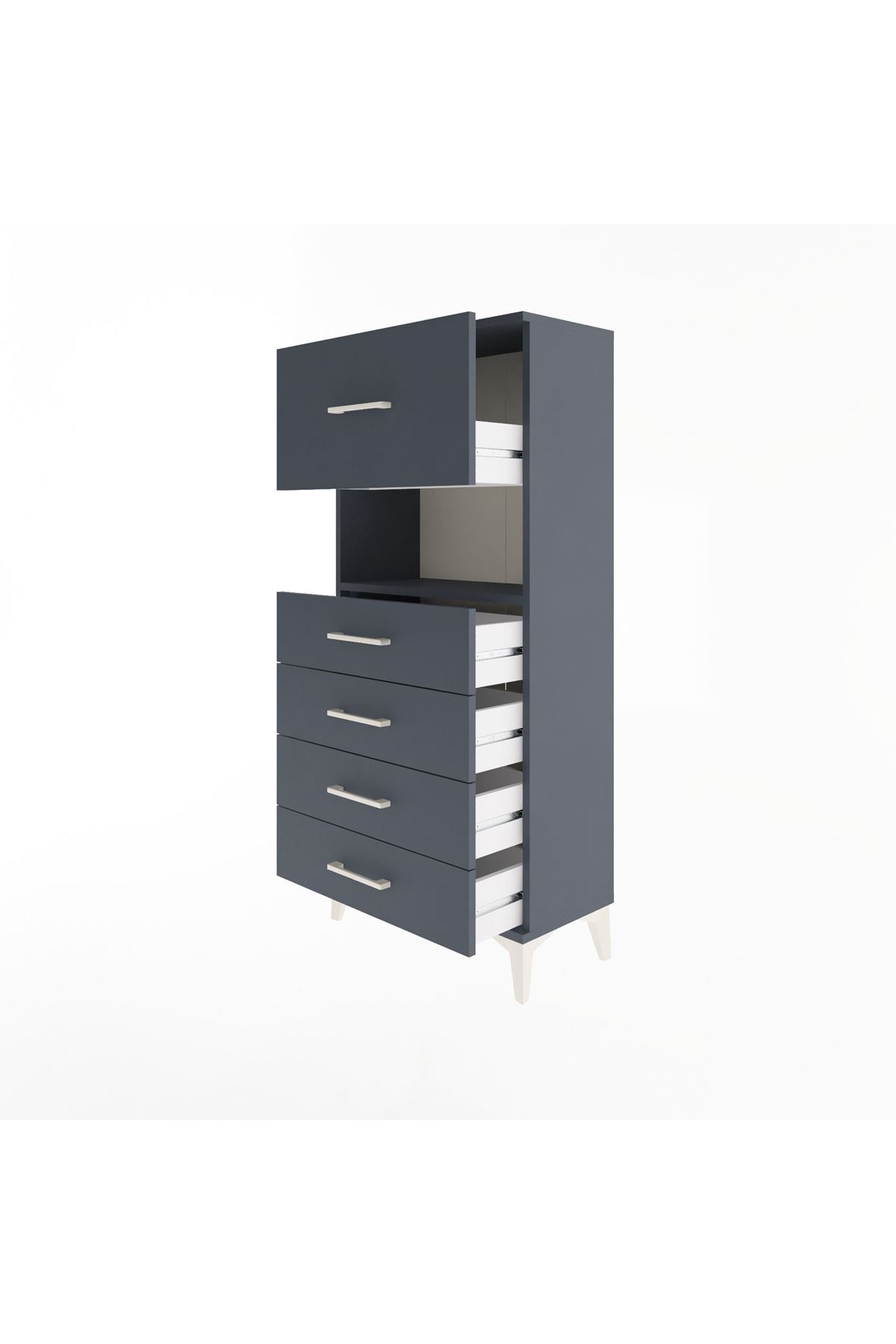 Arges Dolap Tek Raflı 5 Çekmeceli 60x30x134 - S17M030V5A