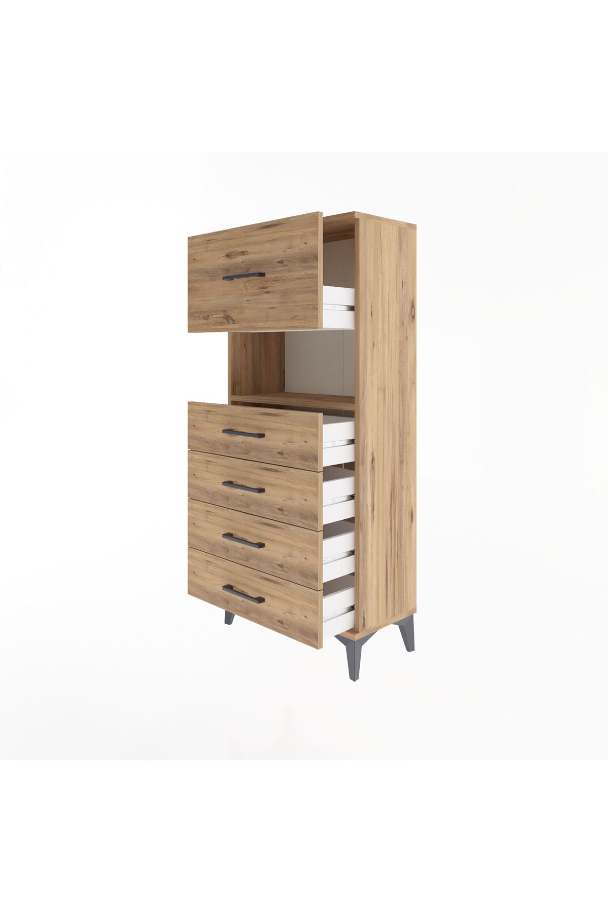 Arges Dolap Tek Raflı 5 Çekmeceli 60x30x134 - S17M030V9A