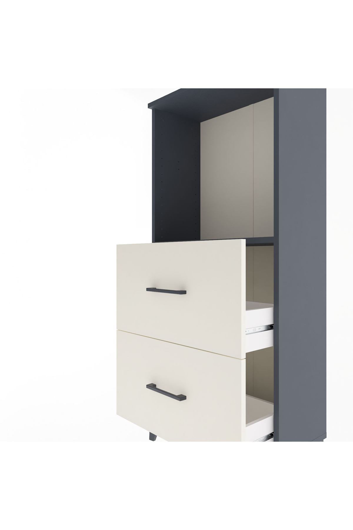 Arges Dolap Tek Raflı 2 Çekmeceli 60x30x134 - S17M031V4A