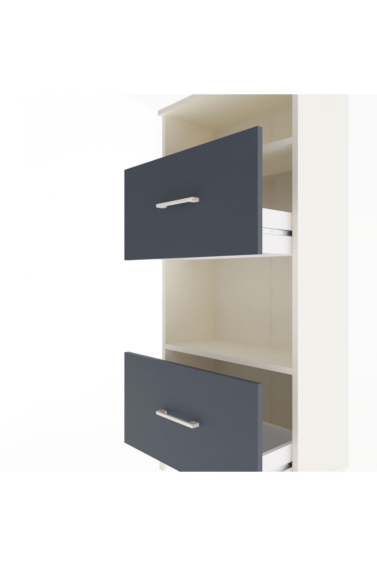 Arges Dolap 2 Raflı 2 Çekmeceli 60x30x134 - S17M032V2A