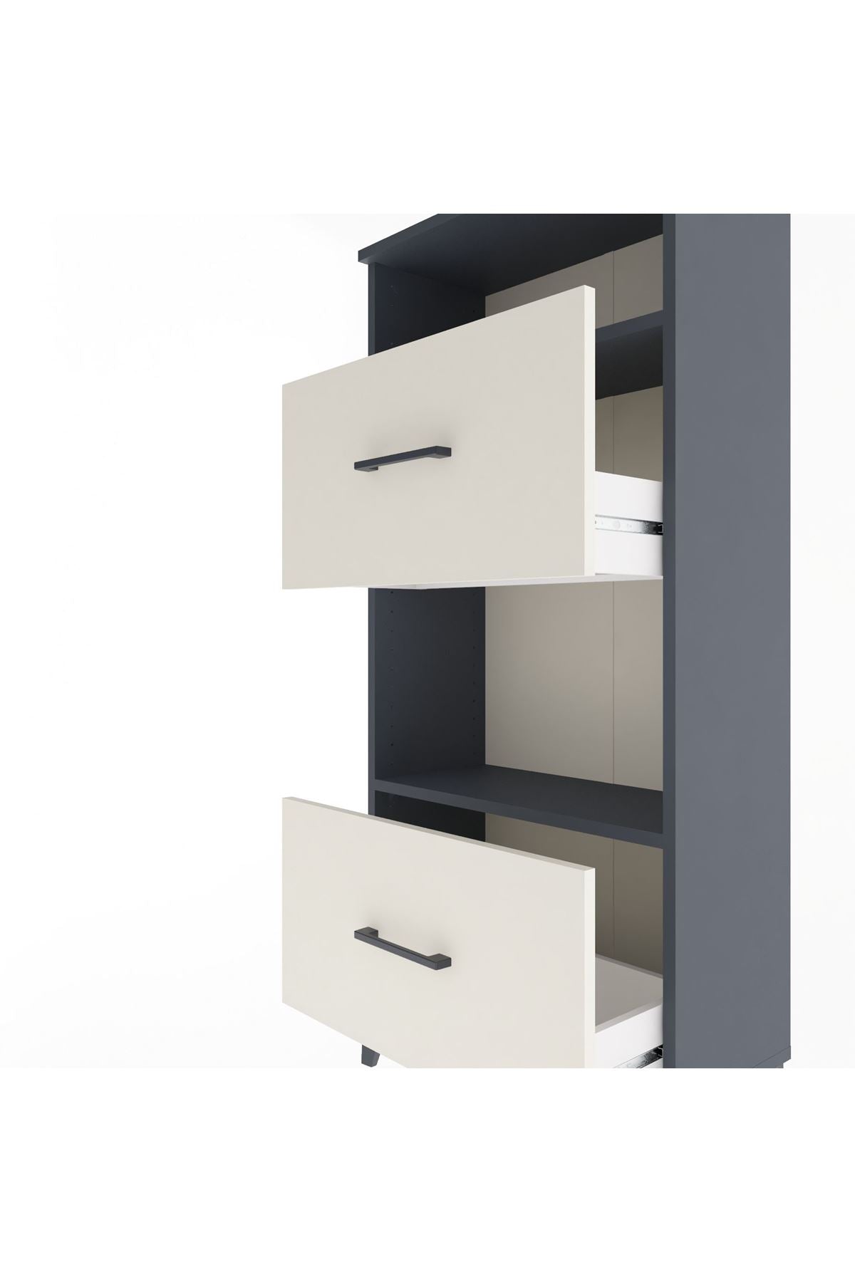 Arges Dolap 2 Raflı 2 Çekmeceli 60x30x134 - S17M032V4A