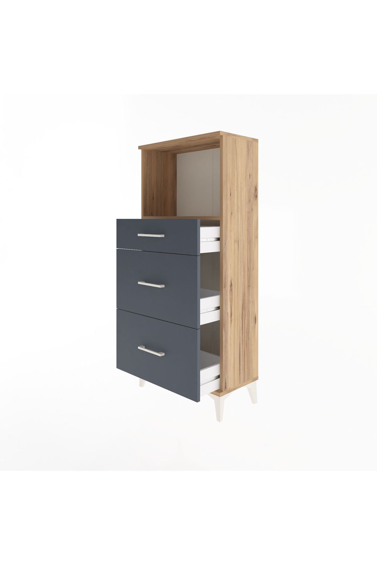 Arges Dolap Tek Raflı 3 Çekmeceli 60x30x134 - S17M034V8A