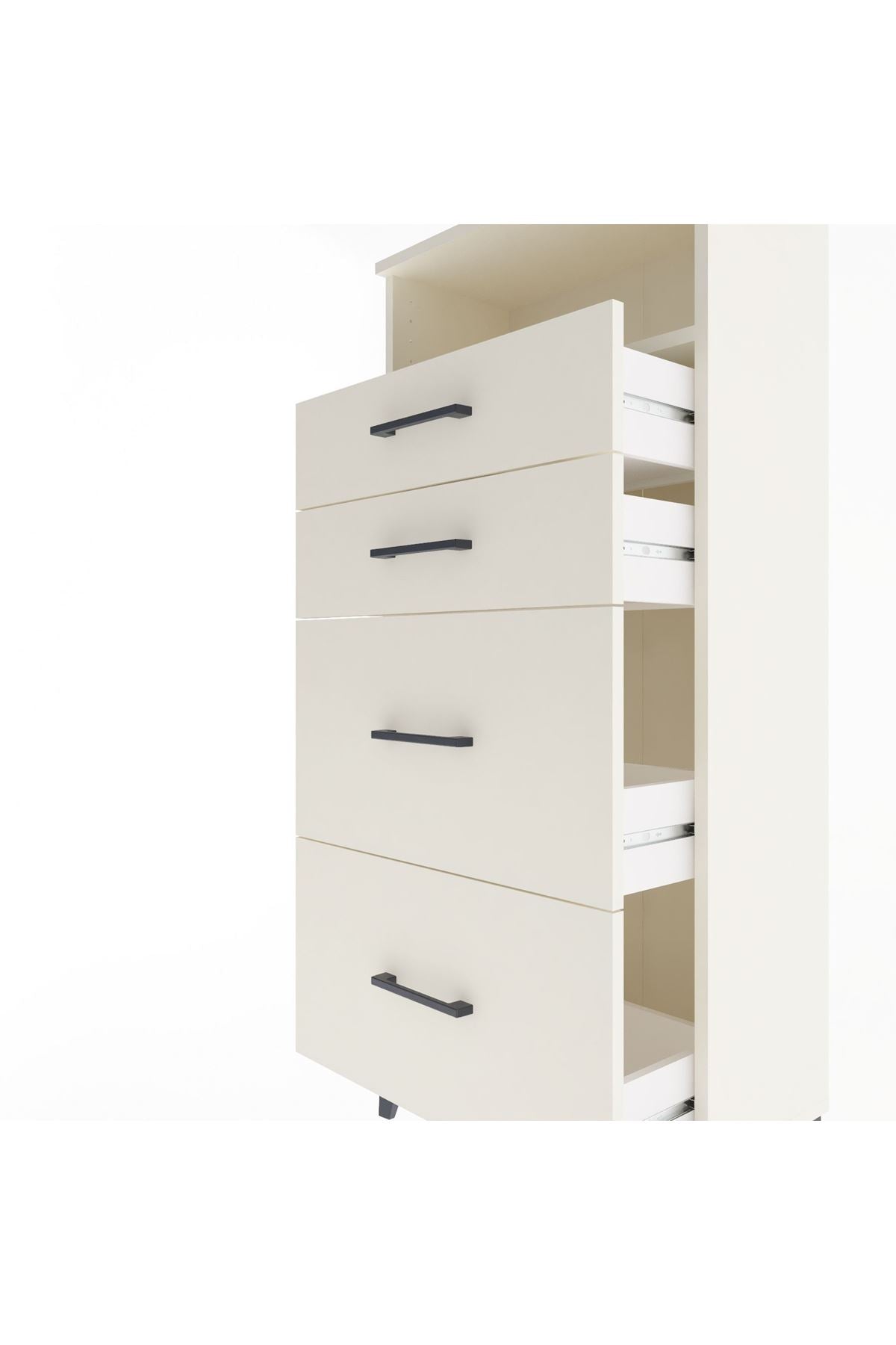 Arges Dolap Tek Raflı 4 Çekmeceli 60x30x134 - S17M035V1A