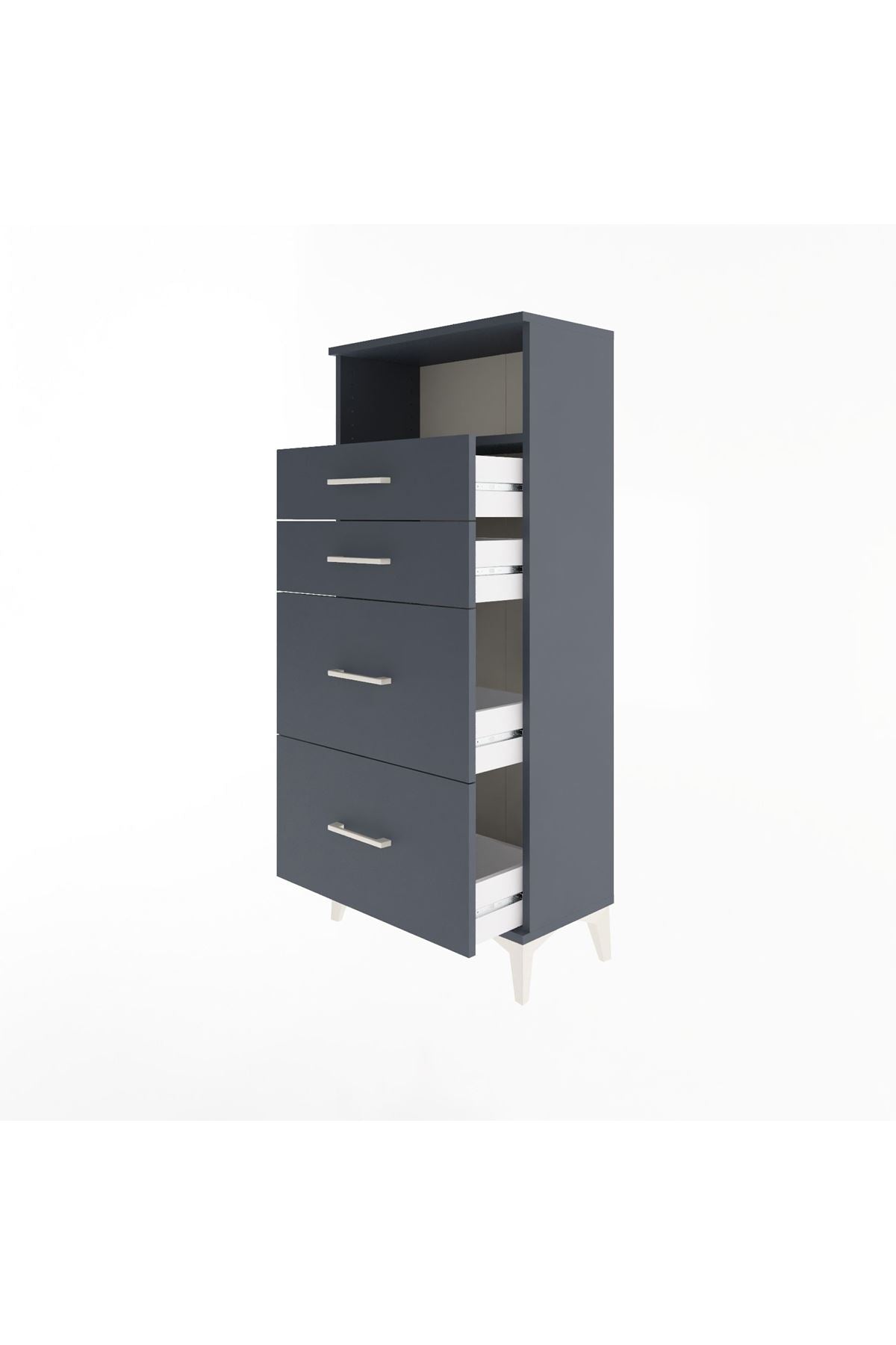 Arges Dolap Tek Raflı 4 Çekmeceli 60x30x134 - S17M035V5A