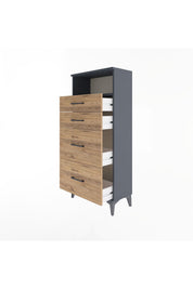 Arges Dolap Tek Raflı 4 Çekmeceli 60x30x134 - S17M035V6A