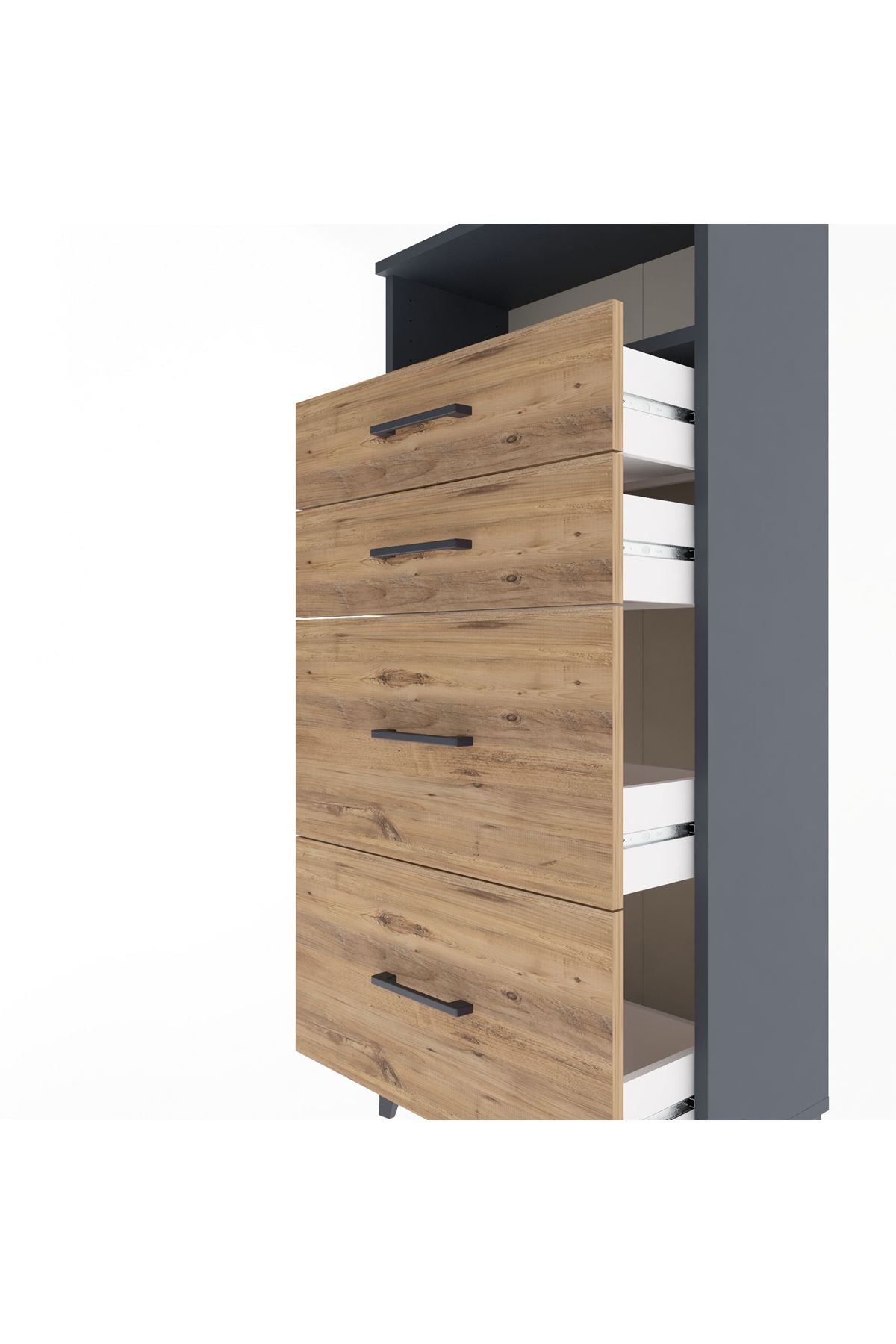 Arges Dolap Tek Raflı 4 Çekmeceli 60x30x134 - S17M035V6A