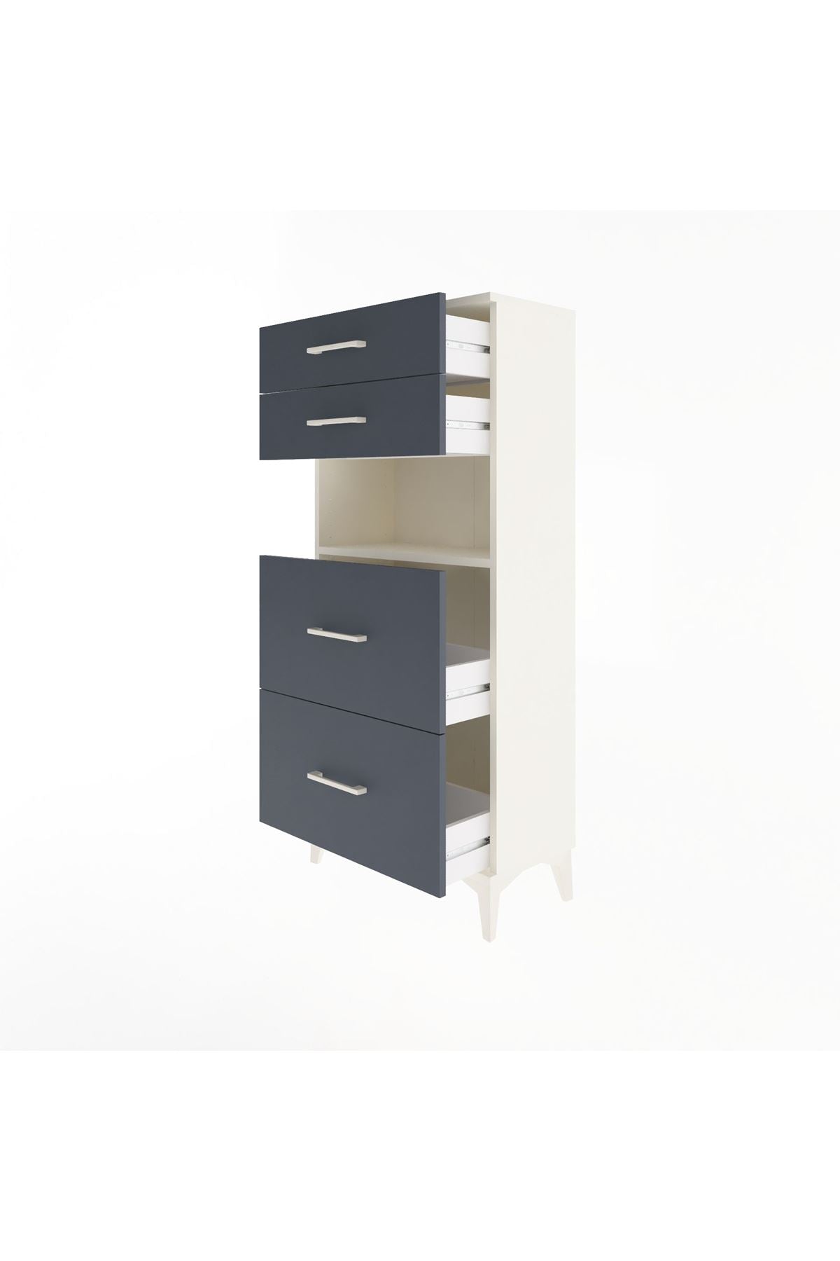 Arges Dolap Tek Raflı 4 Çekmeceli 60x30x134 - S17M036V2A