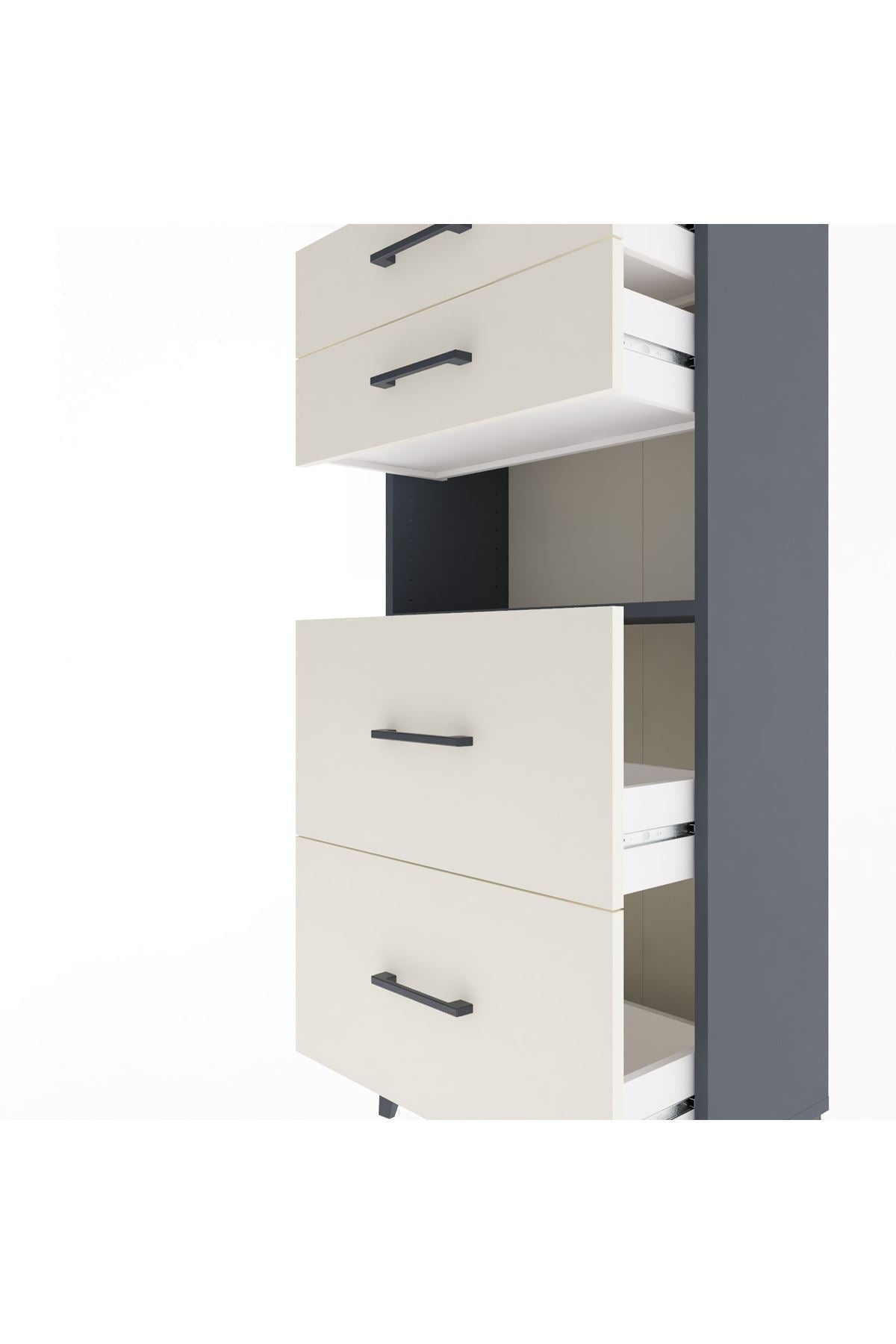 Arges Dolap Tek Raflı 4 Çekmeceli 60x30x134 - S17M036V4A