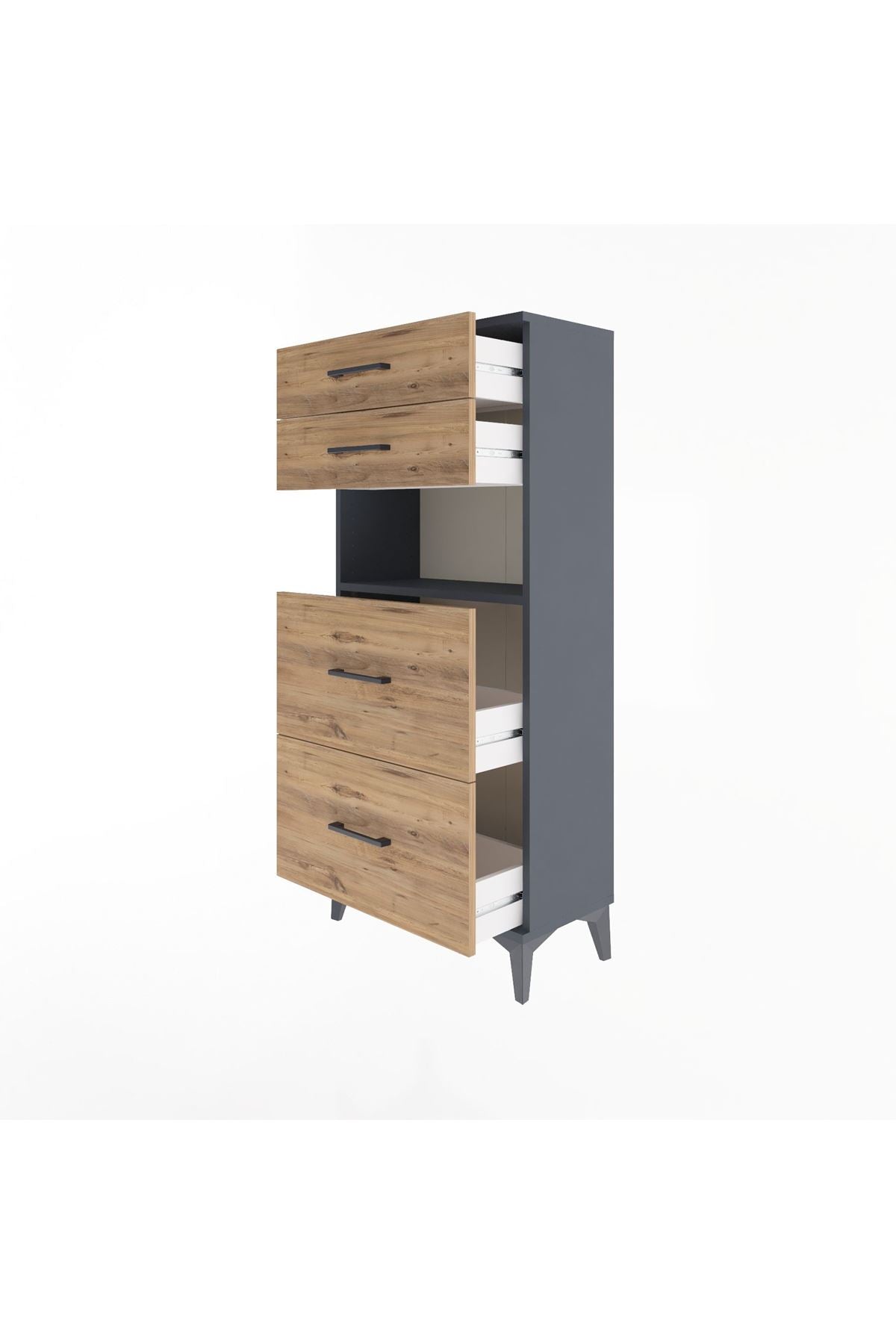 Arges Dolap Tek Raflı 4 Çekmeceli 60x30x134 - S17M036V6A