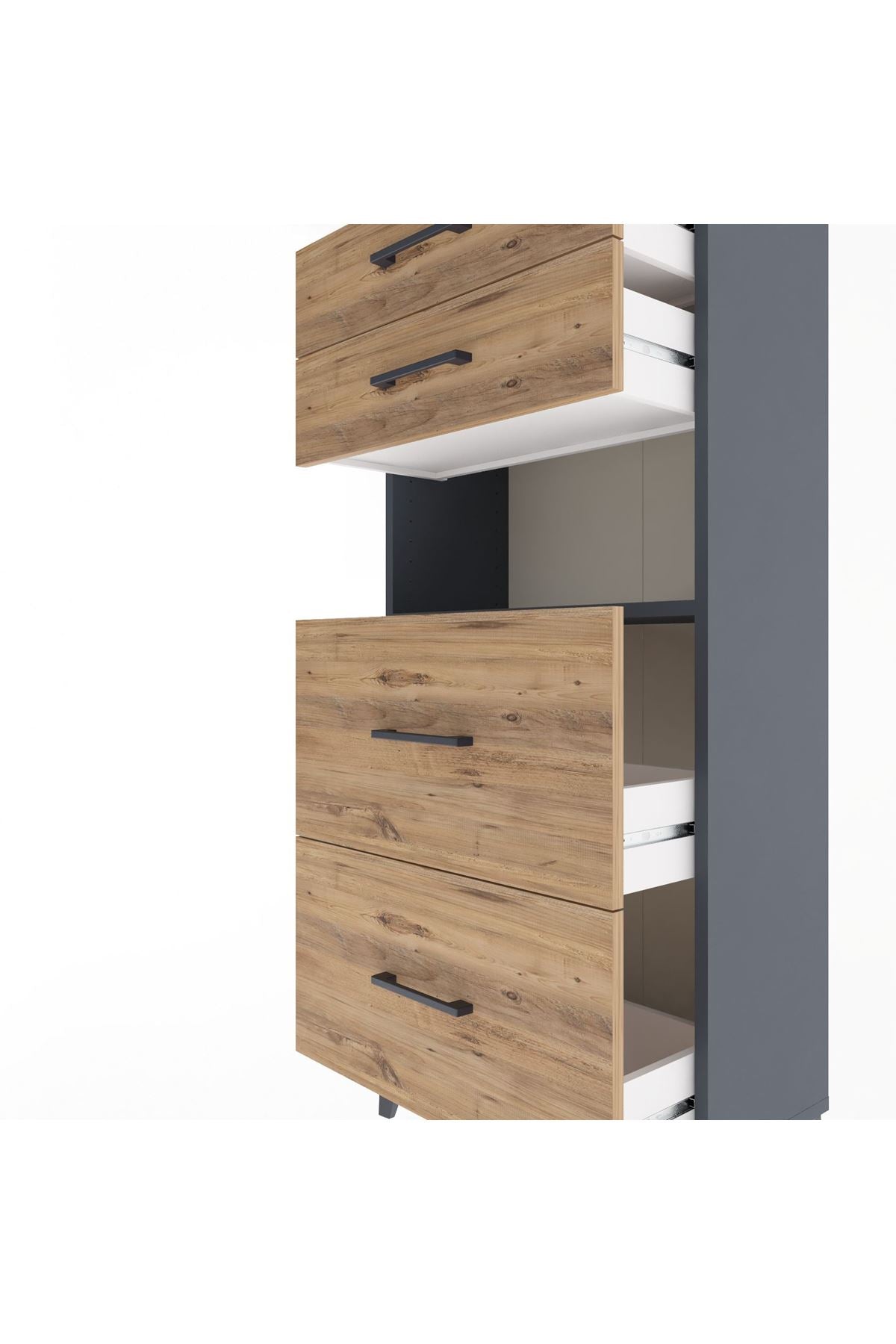 Arges Dolap Tek Raflı 4 Çekmeceli 60x30x134 - S17M036V6A