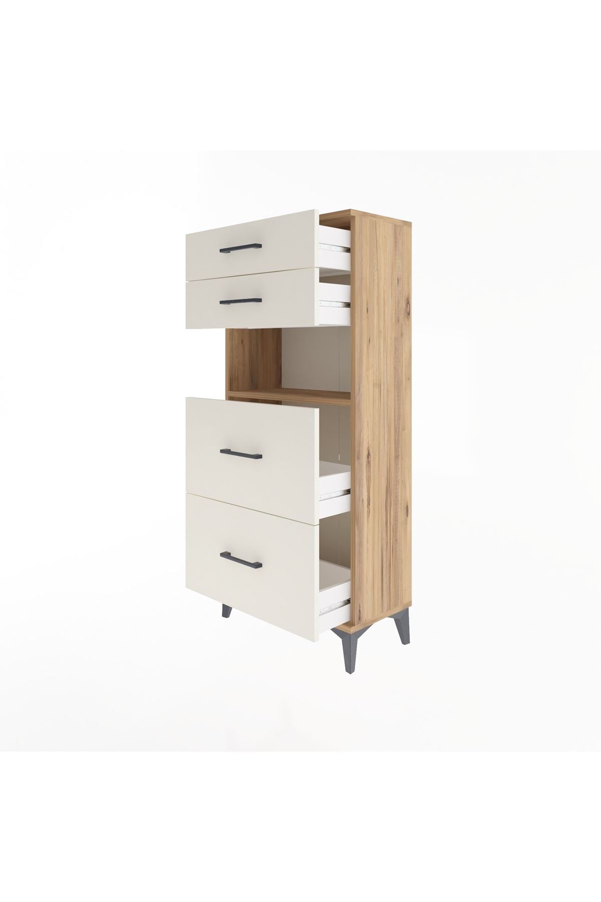 Arges Dolap Tek Raflı 4 Çekmeceli 60x30x134 - S17M036V7A
