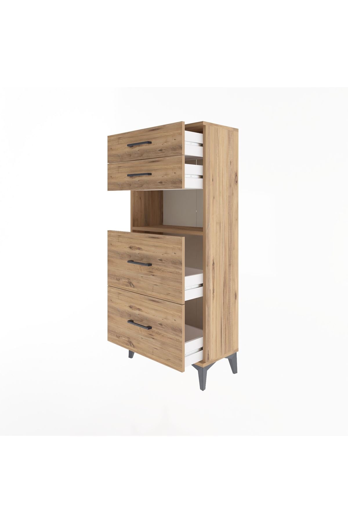 Arges Dolap Tek Raflı 4 Çekmeceli 60x30x134 - S17M036V9A