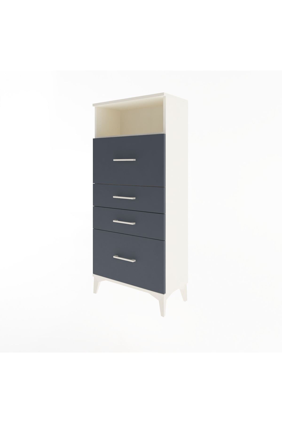 Arges Dolap Tek Raflı 4 Çekmeceli 60x30x134 - S17M037V2A