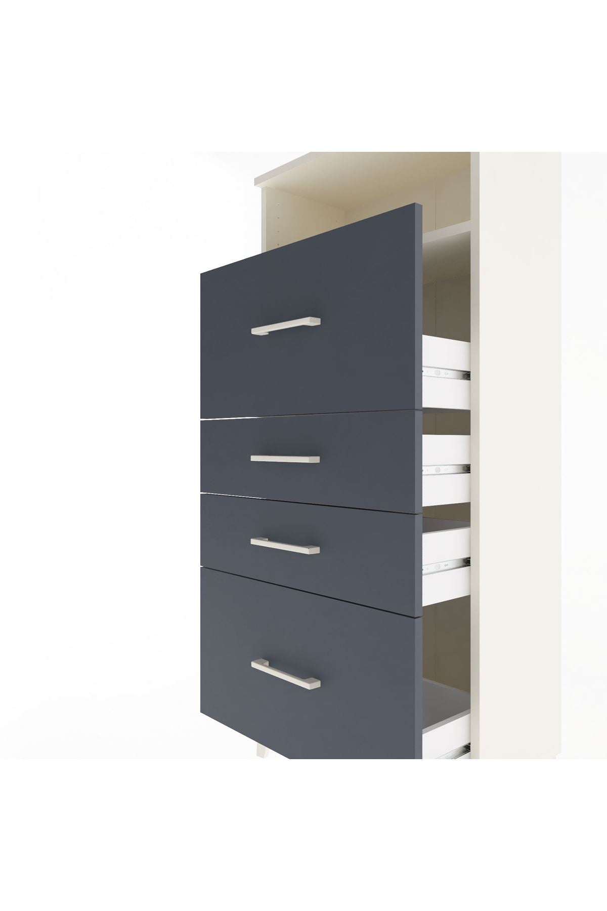Arges Dolap Tek Raflı 4 Çekmeceli 60x30x134 - S17M037V2A
