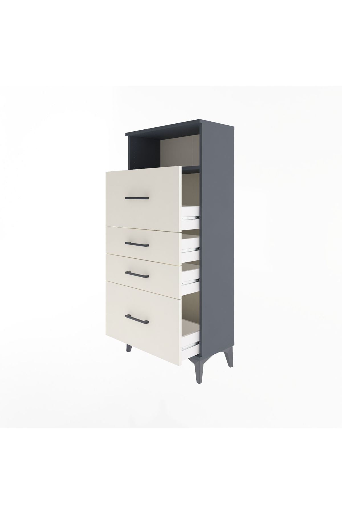 Arges Dolap Tek Raflı 4 Çekmeceli 60x30x134 - S17M037V4A