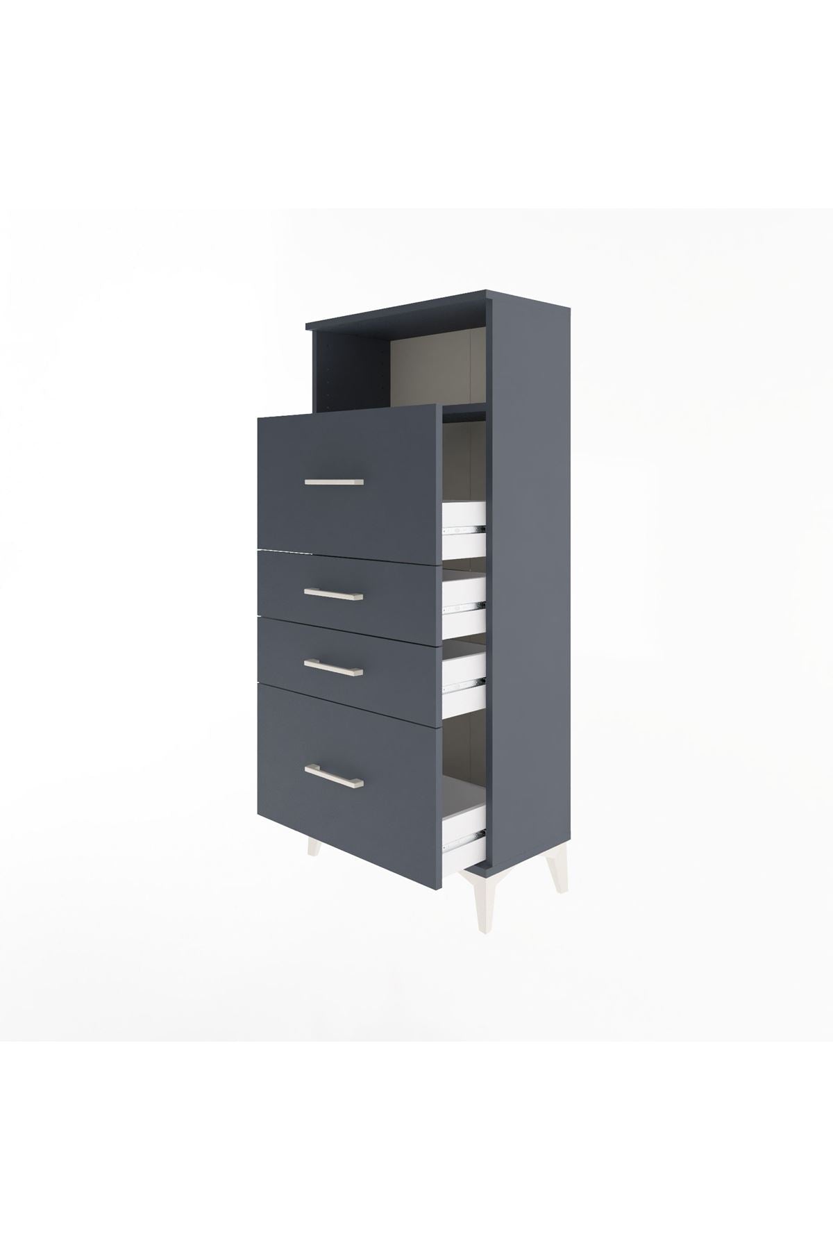 Arges Dolap Tek Raflı 4 Çekmeceli 60x30x134 - S17M037V5A
