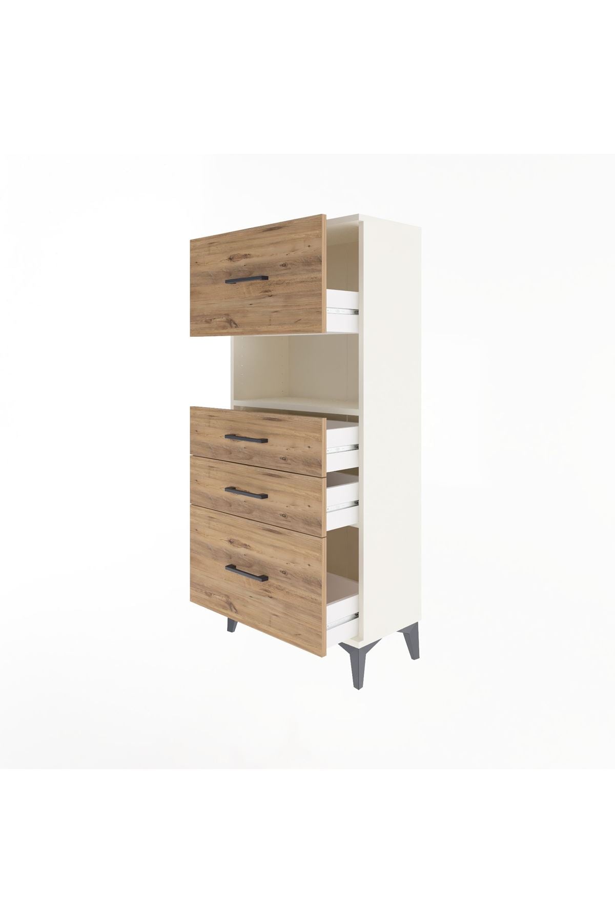 Arges Dolap Tek Raflı 4 Çekmeceli 60x30x134 - S17M038V3A