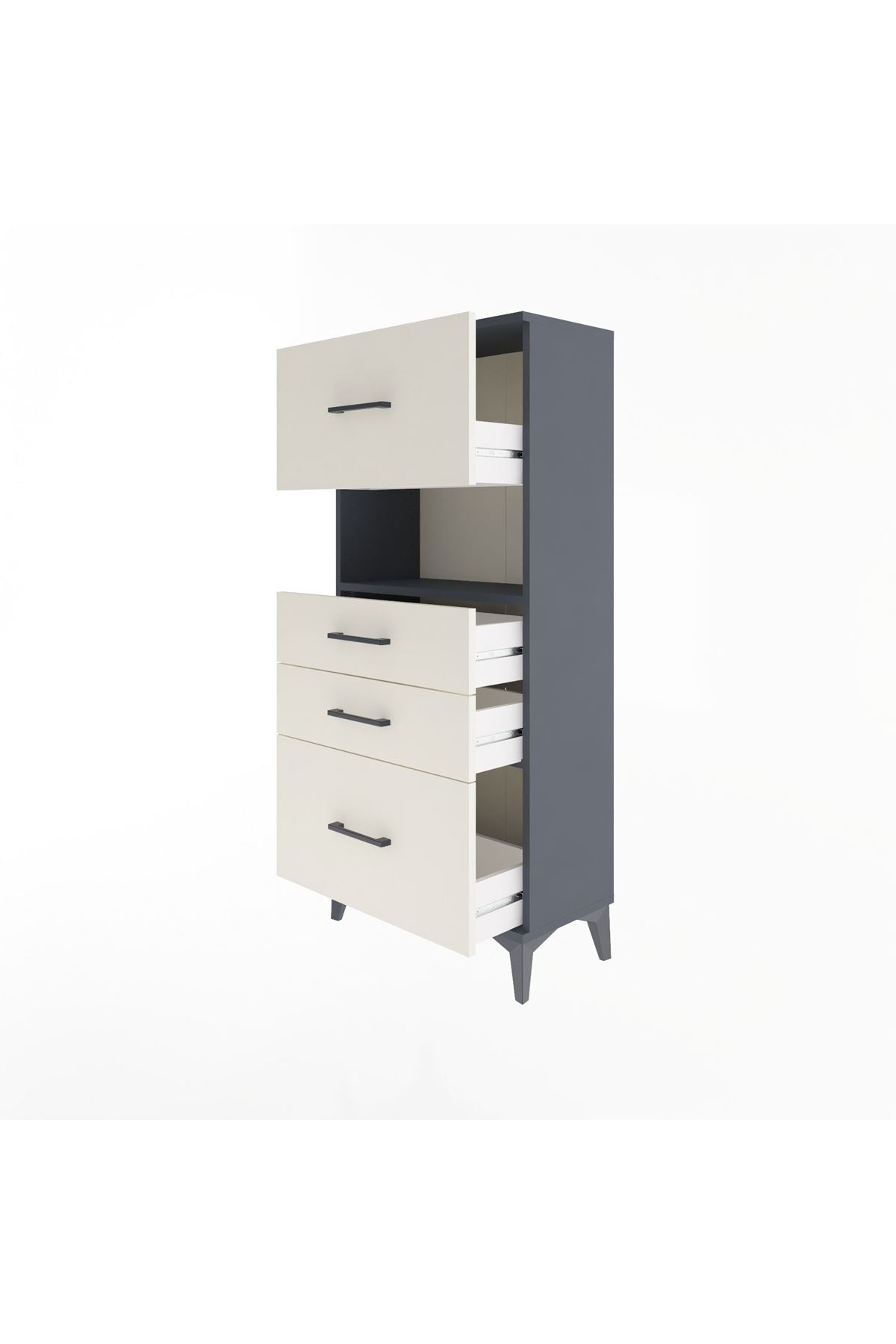 Arges Dolap Tek Raflı 4 Çekmeceli 60x30x134 - S17M038V4A
