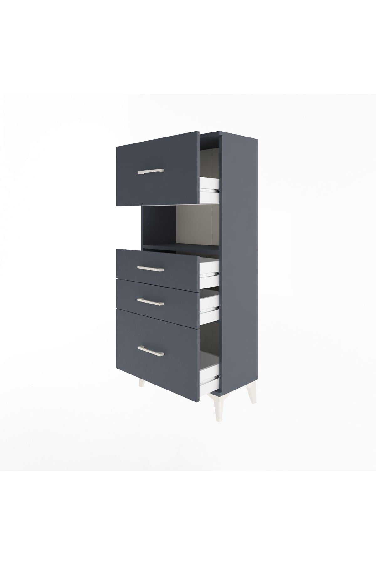 Arges Dolap Tek Raflı 4 Çekmeceli 60x30x134 - S17M038V5A