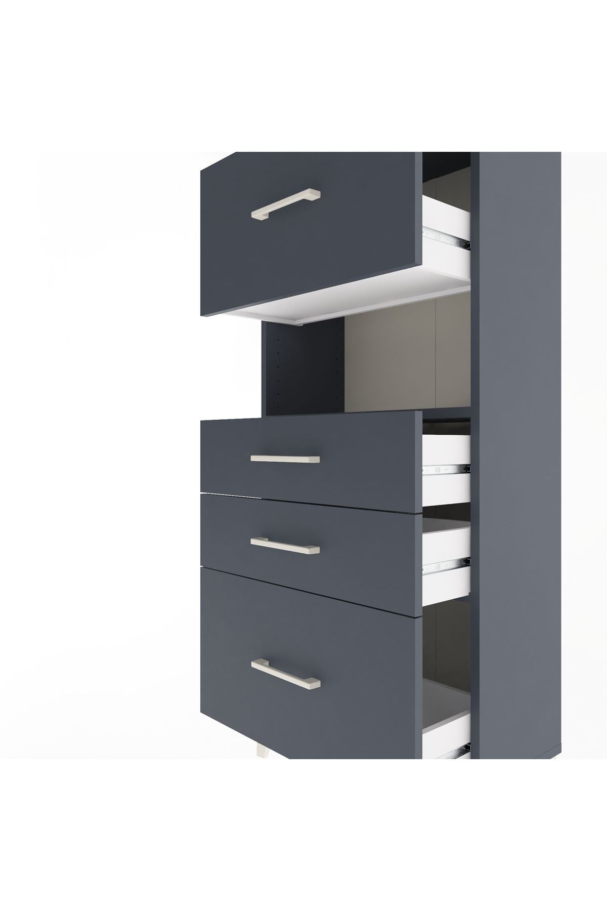Arges Dolap Tek Raflı 4 Çekmeceli 60x30x134 - S17M038V5A