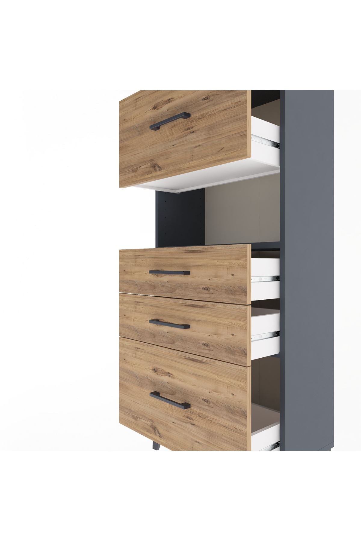 Arges Dolap Tek Raflı 4 Çekmeceli 60x30x134 - S17M038V6A