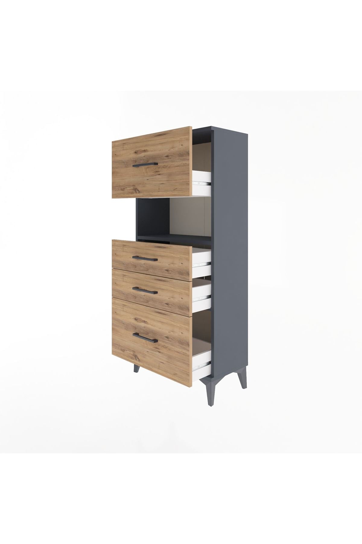 Arges Dolap Tek Raflı 4 Çekmeceli 60x30x134 - S17M038V6A
