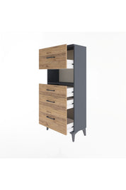 Arges Dolap Tek Raflı 4 Çekmeceli 60x30x134 - S17M038V6A