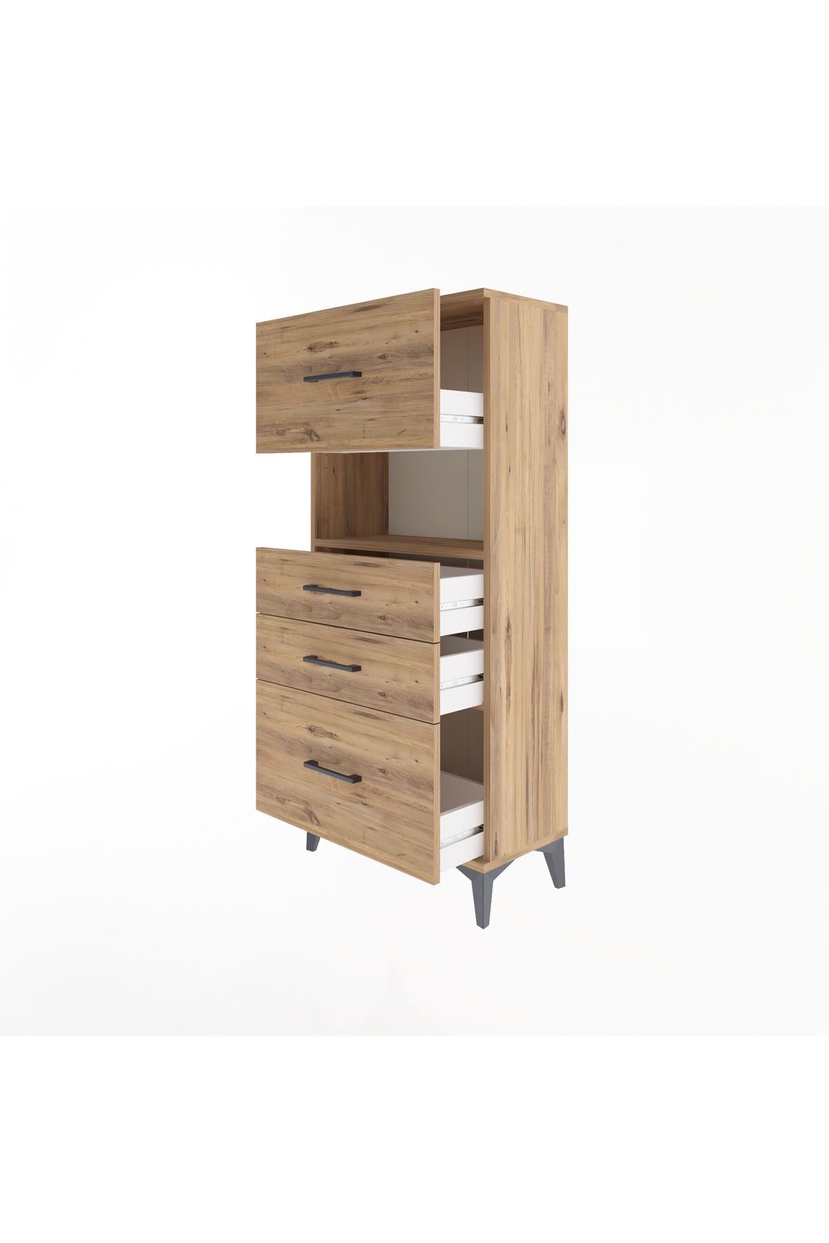 Arges Dolap Tek Raflı 4 Çekmeceli 60x30x134 - S17M038V9A