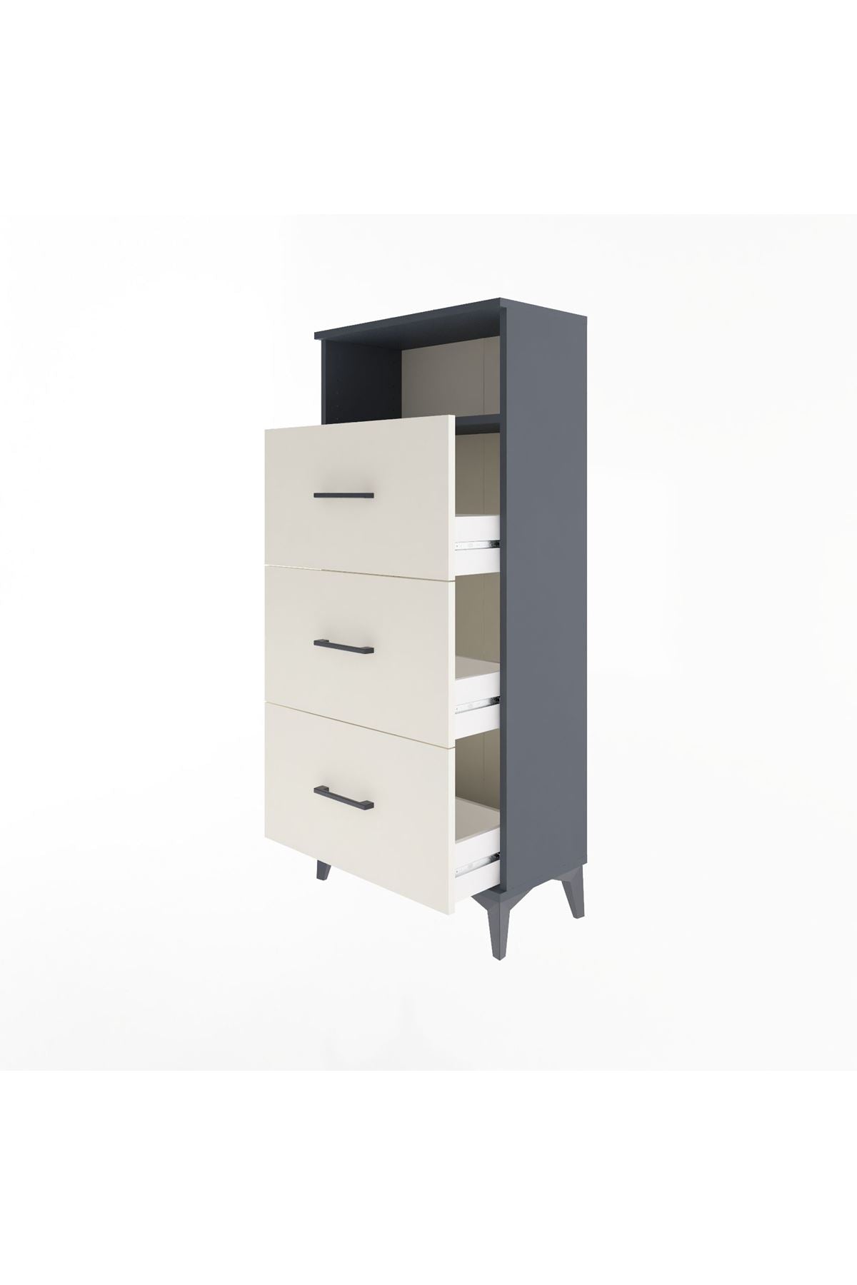 Arges Dolap Tek Raflı 3 Çekmeceli 60x30x134 - S17M039V4A