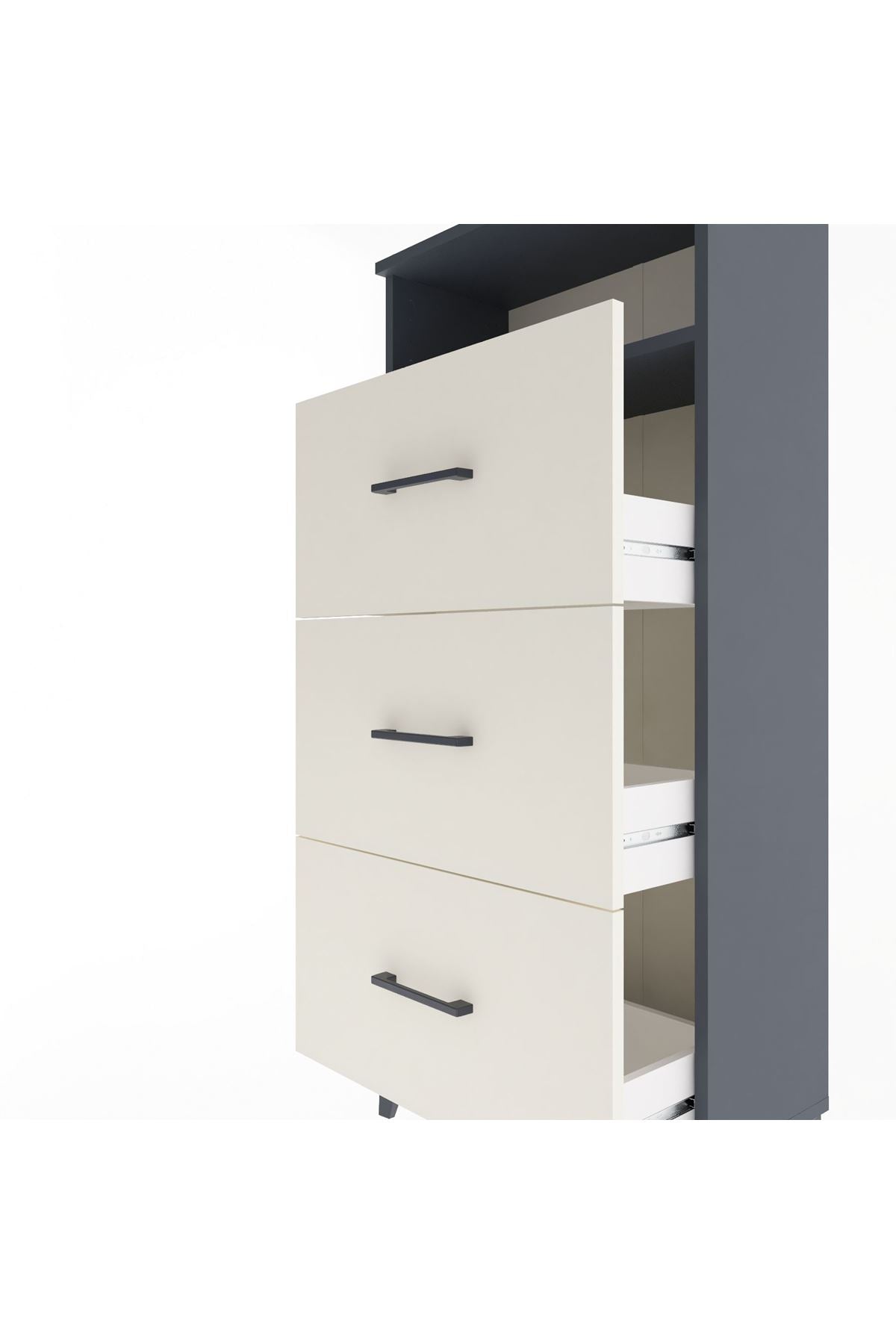 Arges Dolap Tek Raflı 3 Çekmeceli 60x30x134 - S17M039V4A