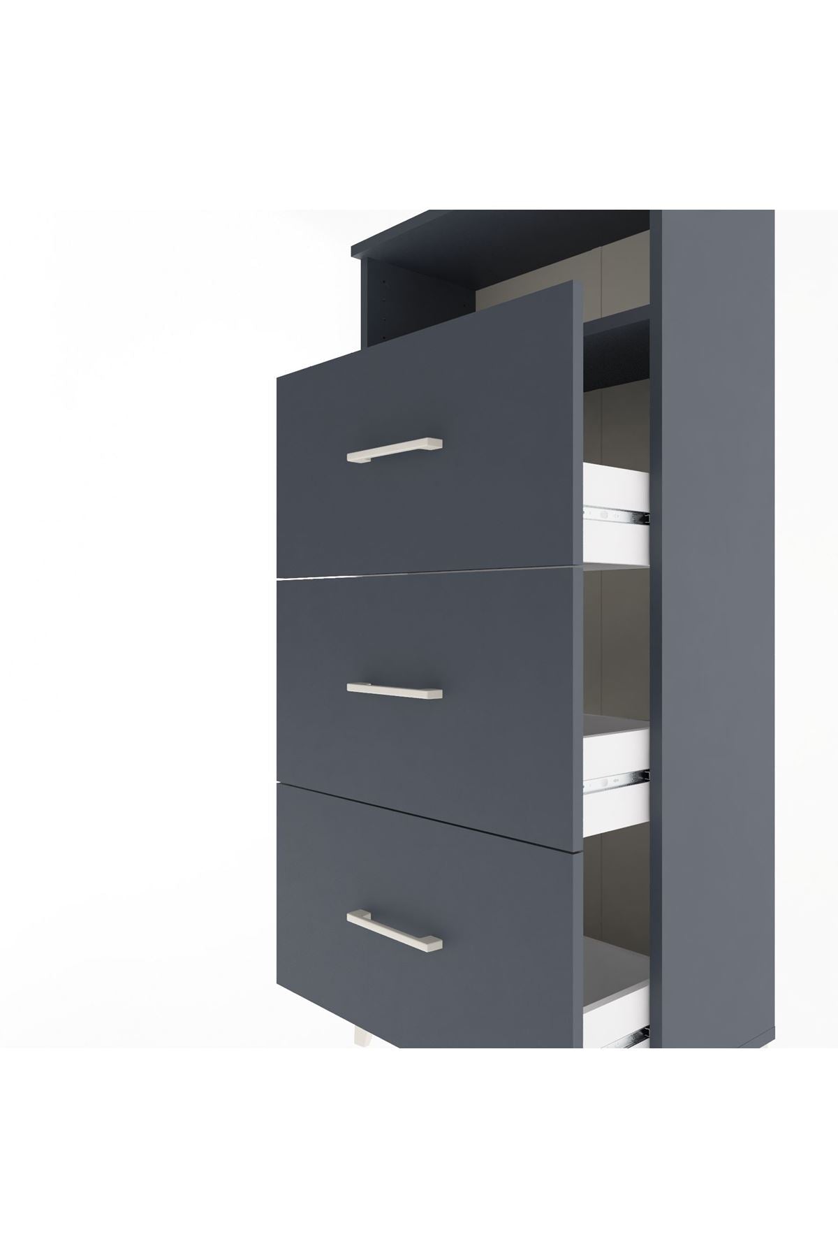 Arges Dolap Tek Raflı 3 Çekmeceli 60x30x134 - S17M039V5A