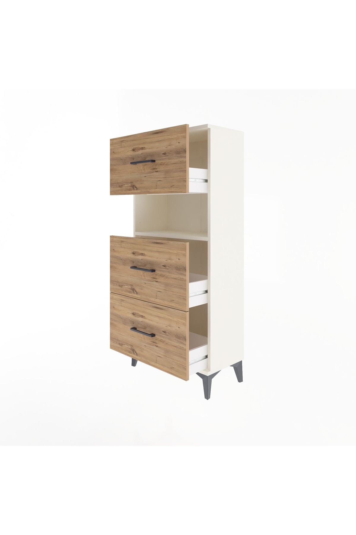 Arges Dolap Tek Raflı 3 Çekmeceli 60x30x134 - S17M040V3A