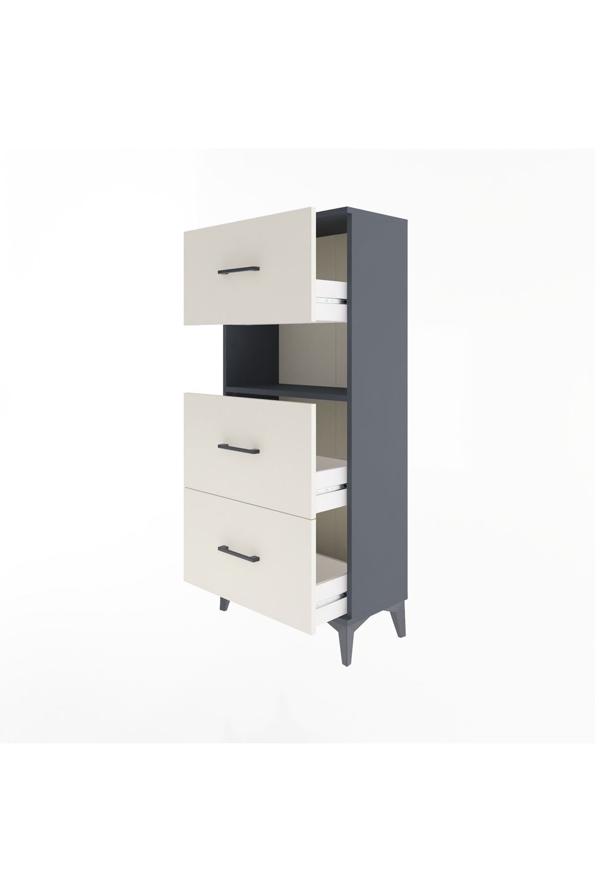 Arges Dolap Tek Raflı 3 Çekmeceli 60x30x134 - S17M040V4A