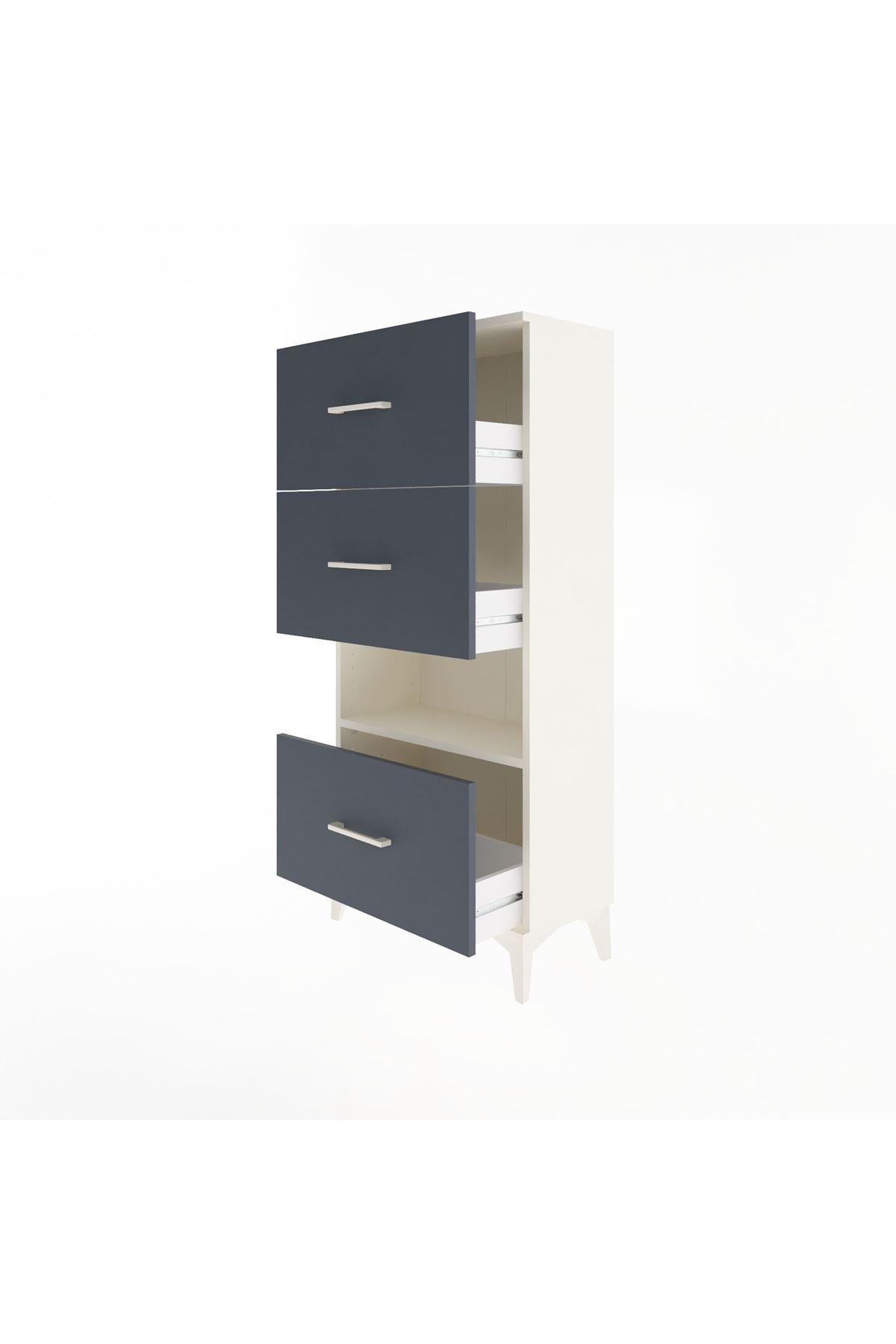 Arges Dolap Tek Raflı 3 Çekmeceli 60x30x134 - S17M041V2A