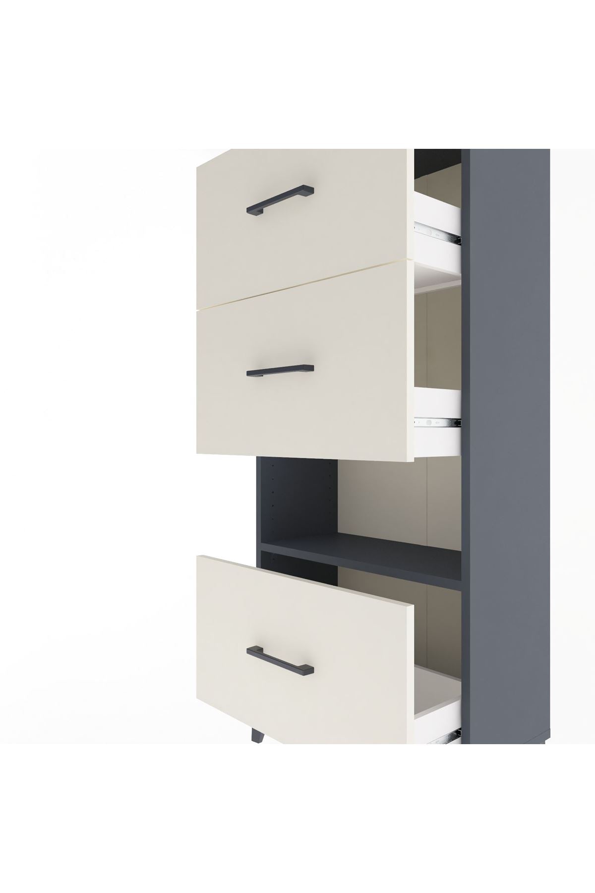 Arges Dolap Tek Raflı 3 Çekmeceli 60x30x134 - S17M041V4A