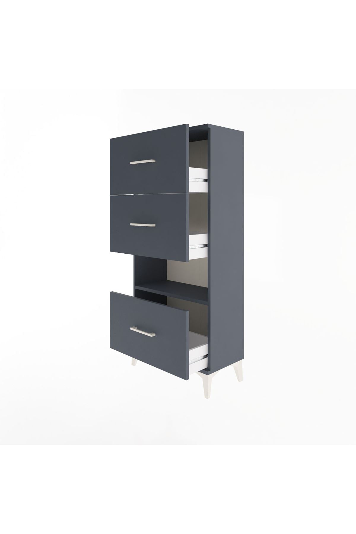 Arges Dolap Tek Raflı 3 Çekmeceli 60x30x134 - S17M041V5A
