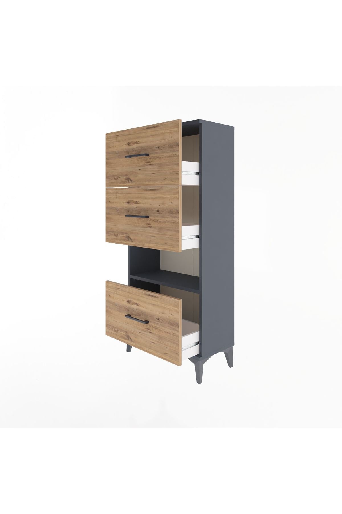 Arges Dolap Tek Raflı 3 Çekmeceli 60x30x134 - S17M041V6A