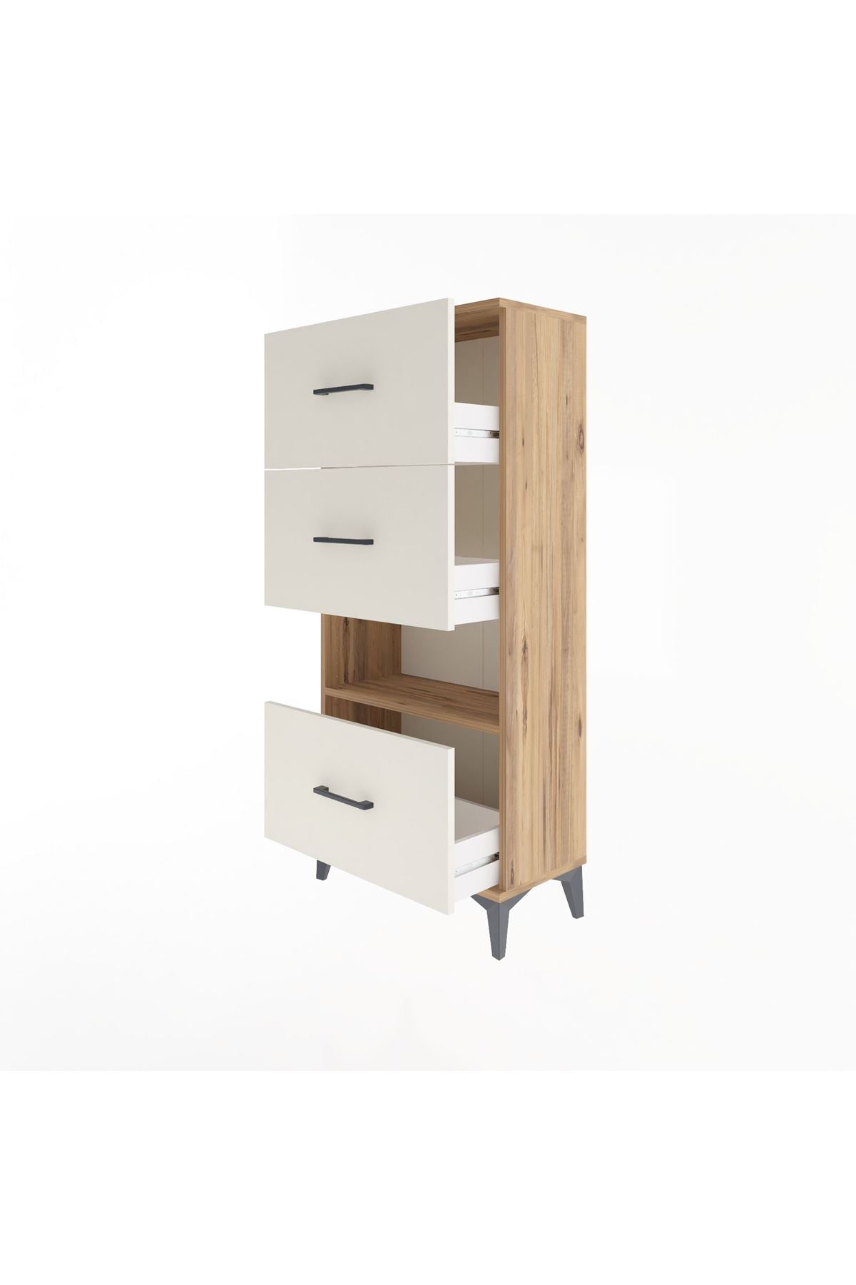 Arges Dolap Tek Raflı 3 Çekmeceli 60x30x134 - S17M041V7A