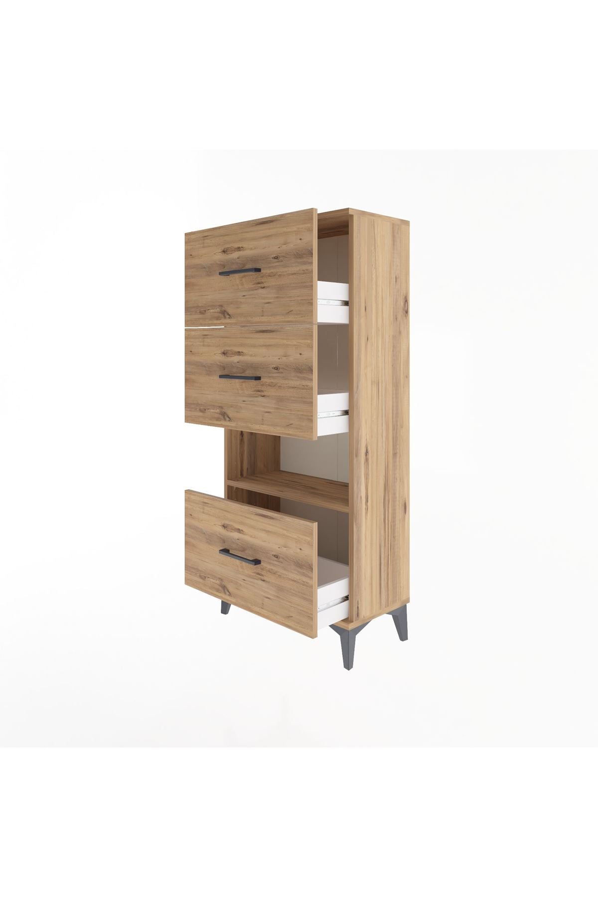 Arges Dolap Tek Raflı 3 Çekmeceli 60x30x134 - S17M041V9A