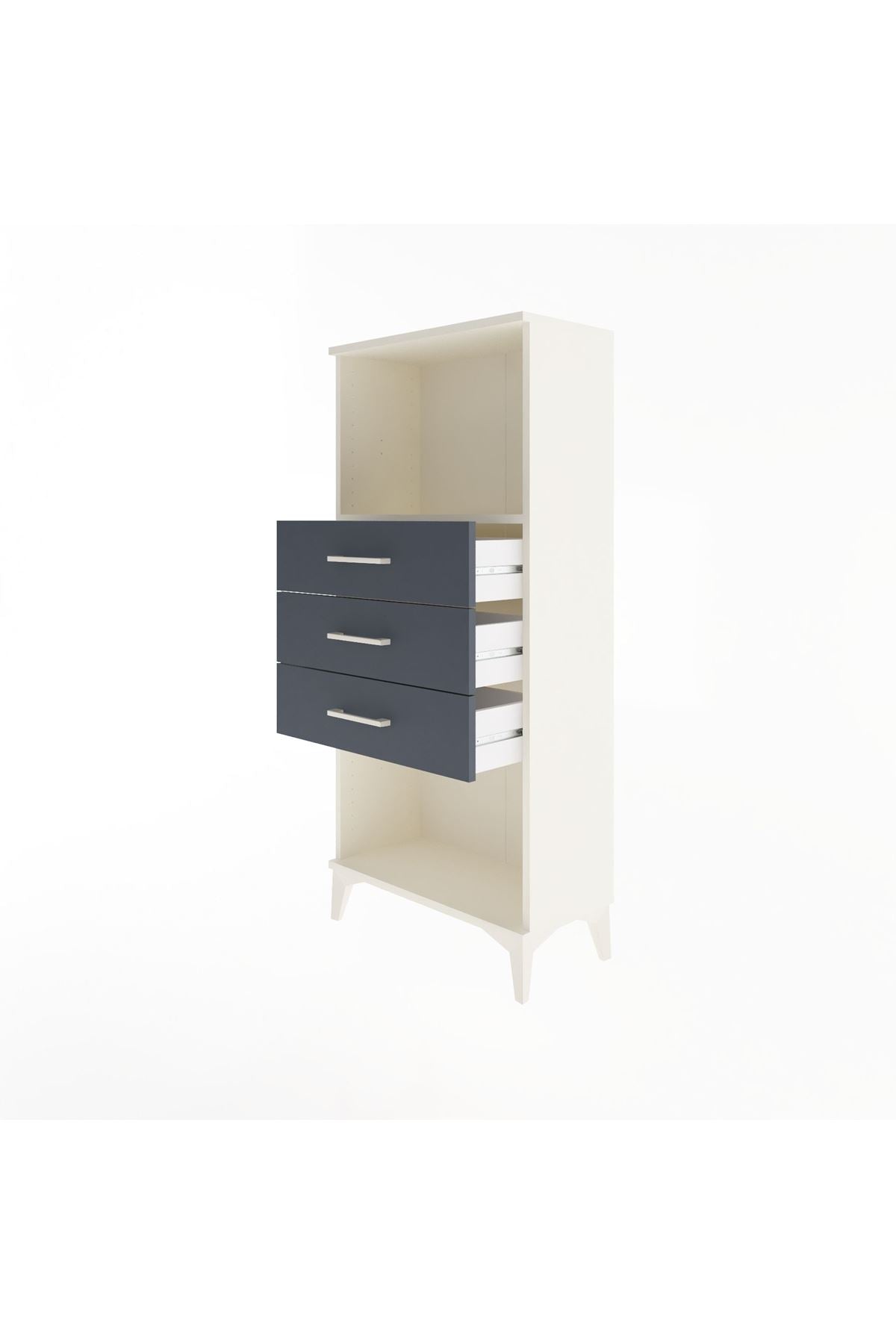 Arges Dolap Tek Raflı 3 Çekmeceli 60x30x134 - S17M051V2A
